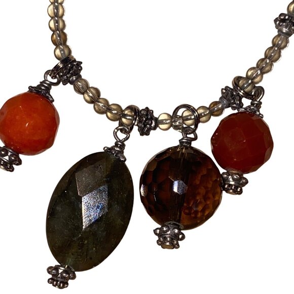 Handcrafted Gemstone Beaded Bracelet With Multi-Color Charms & Silver Accents - Picture 4 of 8